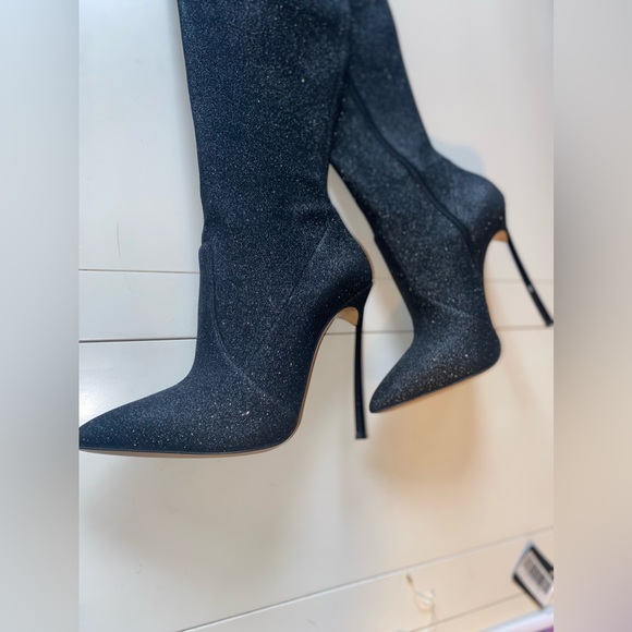 Casadei Black Glitter Heeled Boots - Picture 11 of 13